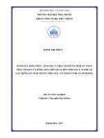 Đánh giá kiến thức, thái độ và thực hành vệ sinh an toàn thực phẩm của nông dân liên quan đến mối nguy vi khuẩn gây bệnh, ký sinh trùng trên rau ăn sống ở thị xã ninh hòa