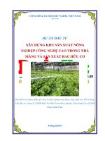 Dự án xây dựng khu sản xuất nông nghiệp công nghệ cao trong nhà màng và sản xuất rau hữu cơ 