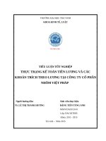 Báo cáo thực tập tốt nghiệp THỰC TRẠNG KẾ TOÁN TIỀN LƯƠNG VÀ CÁCKHOẢN TRÍCH THEO LƯƠNG TẠI CÔNG TY CỔ PHẦNNHÔM VIỆT PHÁP