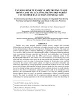TÁC ĐỘNG KINH TẾ XÃ HỘI VÀ MÔI TRƯỜNG CỦA HỆ THỐNG CANH TÁC LÚA-TÔM: TRƯỜNG HỢP NGHIÊN CỨU MÔ HÌNH ĐA TÁC NHÂN Ở TỈNH BẠC LIÊU