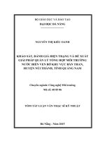 Khảo sát, đánh giá hiện trạng và đề xuất giải pháp quản lý tổng hợp môi trường nước biển ven bờ khu vực bàn than, huyện núi thành, tỉnh quảng nam (tt) 