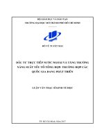 Đầu tư trực tiếp nước  ngoài và tăng trưởng năng suất yếu tố tổng hợp trường hợp các quốc gia đang phát triển