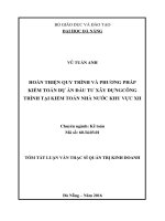 Hoàn thiện quy trình và phương pháp kiểm toán dự án đầu tư xây dựng công trình tại kiểm toán nhà nước khu vực XII (tt) 