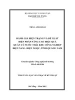 Đánh giá hiện trạng và đề xuất biện pháp nâng cao hiệu quả quản lý nước thải khu công nghiệp điện nam   điện ngọc, tỉnh quảng nam (tt) 
