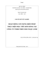 HOẠT ĐỘNG XÂY DỰNG BIỆN PHÁPTHỰC HIỆN MỤC TIÊU BÁN HÀNG TẠICÔNG TY TNHH TMDV BẢO NGỌC LINH