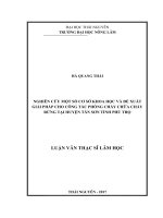 Nghiên cứu một số cơ sở khoa học đề xuất giải pháp góp phần cho công tác phòng cháy chữa cháy rừng tại huyện tân sơn, tỉnh phú thọ 