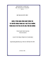 Quản lý ứng dụng công nghệ thông tin và truyền thông trong  dạy học ở các trường trung học cơ sở thị xã chí linh, tỉnh hải dương 