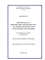Biện pháp quản lý bồi dưỡng  học sinh giỏi môn toán các trường trung học cơ sở huyện kim sơn , tỉnh ninh bình 