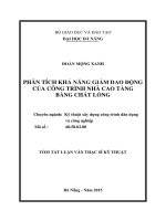 Phân tích khả năng giảm dao động của công trình nhà cao tầng bằng chất lỏng (tt) 