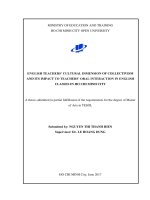 english teachers’ cultural dimension of collectivism and its impact to teachers’ oral interaction in english classes in ho chi minh city 