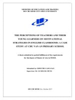 the perceptions of teachers and their young learners on motivational strategies in english classrooms a case study at chu van an primary school 