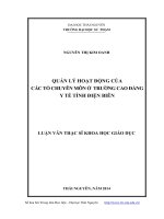 Quản lý hoạt động của các tổ chuyên môn ở trường cao đẳng y tế tỉnh điện biên ( Luận án tiến sĩ)