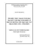 Tìm hiểu thực trạng giáo dục đạo đức cho học sinh khối 1 ở một số trường tiểu học khu vực thị xã phúc yên   vĩnh phúc