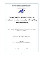the effects of lextutor in dealing with vocabulary in intensive reading at dong thap community college 