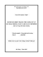 Đánh giá hiện trạng thu gom, xử lý bã thải trồng nấm và đề xuất mô hình xử lý tại thành phố đà nẵng (tt) 