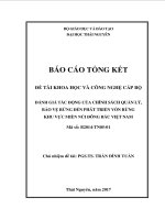 ĐÁNH GIÁ TÁC ĐỘNG CỦA CHÍNH SÁCH QUẢN LÝ, BẢO VỆ RỪNG ĐẾN PHÁT TRIỂN VỐN RỪNG KHU VỰC MIỀN NÚI ĐÔNG BẮC VIỆT NAM