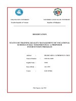 Thực trạng quản lý chất lượng đào tạo của các trường dạy nghề trên địa bàn tỉnh bắc ninh  đề xuất chương trình can thiệp ( Luận án tiến sĩ)
