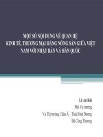 MỘT SỐ NỘI DUNG VỀ QUAN HỆ KINH TẾ, THƯƠNG MẠI HÀNG NÔNG SẢN GIỮA VIỆT NAM VỚI NHẬT BẢN VÀ HÀN QUỐC