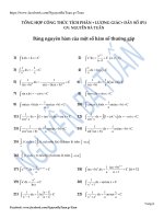 TỔNG HỢP CÔNG THỨC TÍCH PHÂN LƯỢNG GIÁC