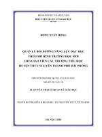 Quản lý bồi dưỡng năng lực dạy học theo mô hình trường học mới cho giáo viên các trường tiểu học huyện thủy nguyên  thành phố hải phòng 