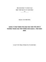 Quản lý hoạt động phụ đạo học sinh yếu kém ở  trường trung học phổ thông  nho quan c, tỉnh ninh bình  