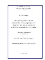 Quản lý hoạt động dạy học theo hướng trải nghiệm sáng tạo ở trường tiểu học số 1 đồng sơn, thành phố đồng hới, tỉnh quảng bình 