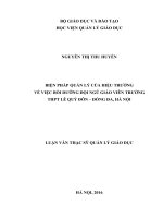 Biện pháp quản lý của hiệu trưởng về việc bồi dưỡng đội ngũ giáo viên  trường THPT lê quý đôn   đống đa, hà nội  