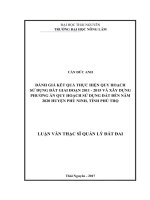 Đánh giá kết quả thực hiện quy hoạch sử dụng đất giai đoạn 2011 2015 và xây dựng phương án quy hoạch sử dụng đất đến năm 2020 huyện phù ninh, tỉnh phú thọ 