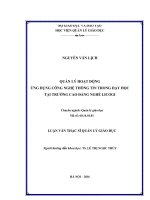 Quản lý hoạt động ứng dụng công nghệ thông tin trong dạy học tại trường cao đẳng nghề LICOGI 