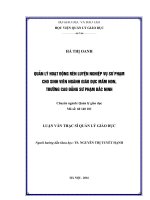 Quản lý hoạt động rèn luyện nghiệp vụ sư phạm cho sinh viên ngành giáo dục mầm non, trường cao đẳng sư phạm bắc ninh 