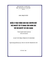 Quản lý hoạt động giáo dục chuyên biệt  trẻ khuyết tật ở Trung tâm chăm sóc trẻ em khuyết tật Bắc Giang (Luận văn thạc sĩ)