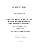 Quản lý đổi mới phương pháp dạy học ở trường cao đẳng y tế hà nam trong bối cảnh đổi mới giáo dục  