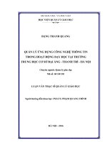 Quản lý ứng dụng công nghệ thông tin trong hoạt động dạy học tại trường trung học cơ sở đại áng thanh trì   hà nội 