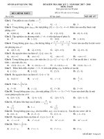 Đề kiểm tra học kỳ 2 Toán 12 năm 2017 – 2018 sở GD và ĐT Quảng Trị