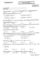 Đề thi học kỳ 2 Toán 12 năm học 2017 – 2018 sở GD và ĐT Bến Tre