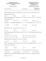 Đề kiểm tra học kỳ 2 Toán 12 năm 2017 – 2018 trường Trần Đại Nghĩa – Đắk Lắk