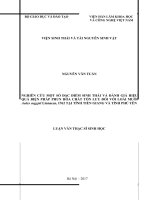 Nghiên cứu một số đặc điểm sinh thái và đánh giá hiệu quả biện pháp phun hóa chất tồn lưu đối với loài muỗi aedes aegypti linnaeus, 1762 tại tỉnh tiền giang và tỉnh phú yên 