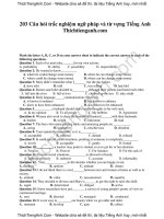 203 Bài tập câu hỏi trắc nghiệm Tiếng Anh có đáp án