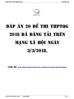 20 ĐỀ THI THỬ MÔN TOÁN NĂM 2018 CÓ ĐÁP ÁN