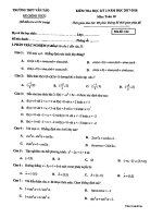 Đề kiểm tra học kỳ 2 Toán 10 năm 2017 – 2018 trường THPT Vân Tảo – Hà Nội