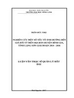 Nghiên cứu một số yếu tố ảnh hưởng đến giá đất ở trên địa bàn huyện bình gia, tỉnh lạng sơn giai đoạn 2014 2016 