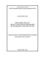 Hoàn thiện công tác quản lý ngân sách xã trên địa bàn huyện định hóa, tỉnh thái nguyên 