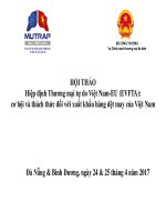 HỘI THẢO Hiệp định Thương mại tự do Việt Nam-EU (EVFTA): cơ hội và thách thức đối với xuất khẩu hàng dệt may của Việt Nam