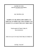Nghiên cứu hệ thống điều khiển các thiết bị cấp nhiên liệu than nghiền vào vòi đốt của lò hơi ở nhà máy nhiệt điện