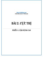 ỨNG DỤNG đạo hàm   PHIẾU ôn tập và GIẢNG dạy   bài 2  cực TRỊ   PHIẾU 4  vận DỤNG CAO 