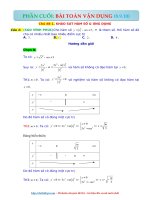 Bài toán vận dụng cao   chủ đề 1  KHẢO sát hàm số   ỨNG DỤNG   có lời giải file word 