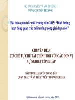 CHUYÊN ĐỀ CƠ CHẾ TỰ CHỦ TÀI CHÍNH ĐỐI VỚI CÁC ĐƠN VỊ SỰ NGHIỆP CÔNG LẬP