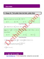 Câu hỏi trắc nghiệm môn toán 12   chương 3   nguyễn hàm, tích phân và ứng dụng   TÍCH PHÂN   file word có lời giải chi tiết doc 