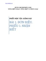 ỨNG DỤNG đạo hàm   PHIẾU ôn tập và GIẢNG dạy   bài 1  đơn điệu   PHIẾU 1  NHẬN BIẾT 