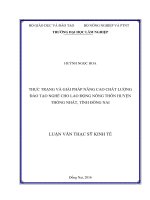 Thực trạng và giải pháp nâng cao chất lượng đào tạo nghề cho lao động nông thôn huyện thống nhất, tỉnh đồng nai 